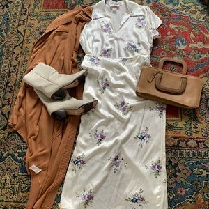 Vintage silky medium skirt set!
